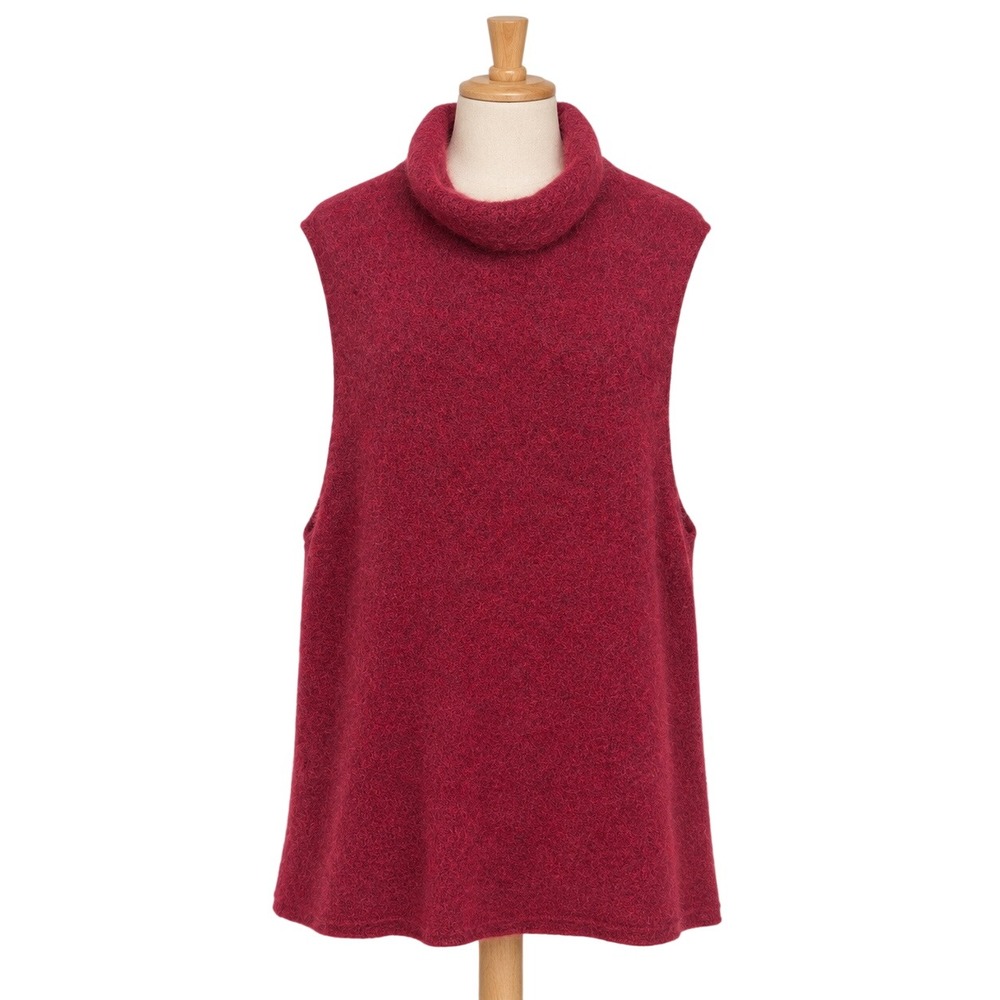 Eileen Fisher Mohair Wool Tunic Turtleneck‎ Sweater Vest Women Large Red